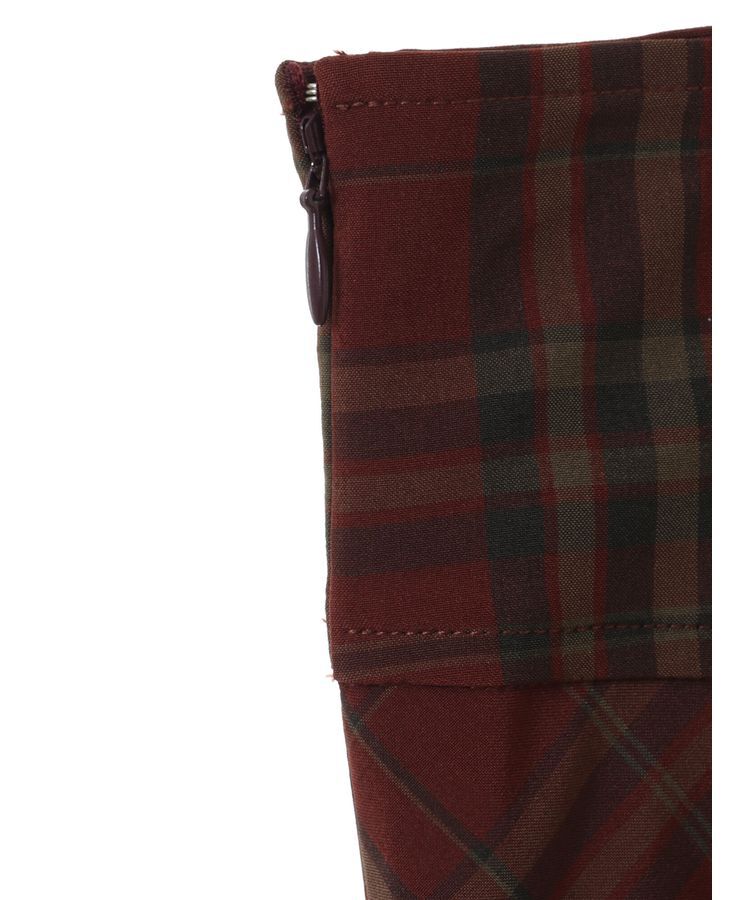 earth music&ecology「バックレースアップチェックスカート」|フレア|