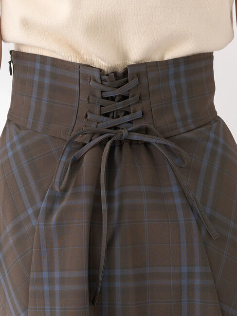 earth music&ecology「バックレースアップチェックスカート」|フレア|