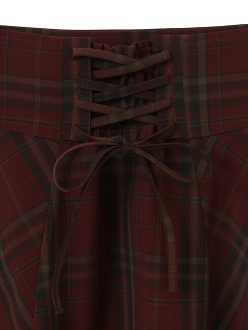 earth music&ecology「バックレースアップチェックスカート」|フレア|