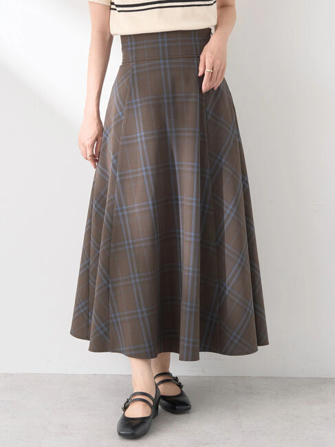 earth music&ecology「バックレースアップチェックスカート」|フレア|
