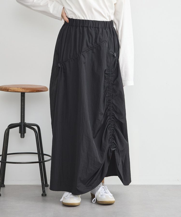 earth music&ecology「ドロストギャザースカート」|スカート|Black