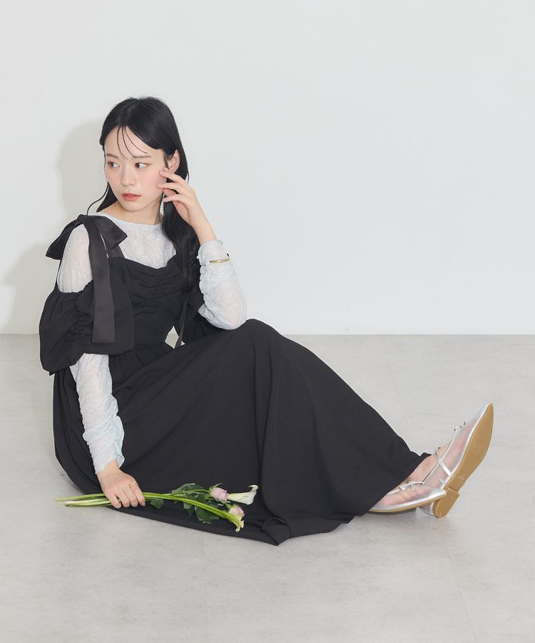 earth music&ecology「リボンショルダーオフショルワンピース」|ワンピース|