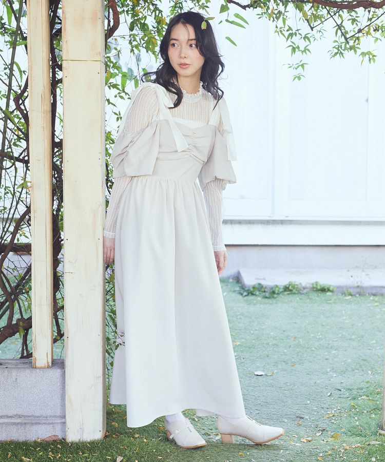 earth music&ecology「リボンショルダーオフショルワンピース」|ワンピース|