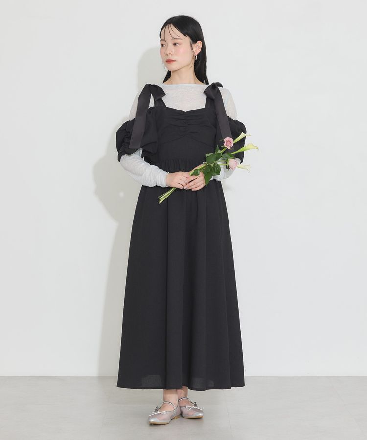 earth music&ecology「リボンショルダーオフショルワンピース」|ワンピース|