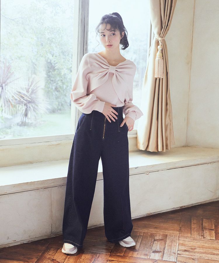 earth music&ecology「フロントZIPバックレースアップデニム」|デニム|