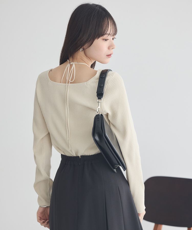 earth music&ecology「スクエアホルターネックリブプルオーバー」|ニット・セーター|