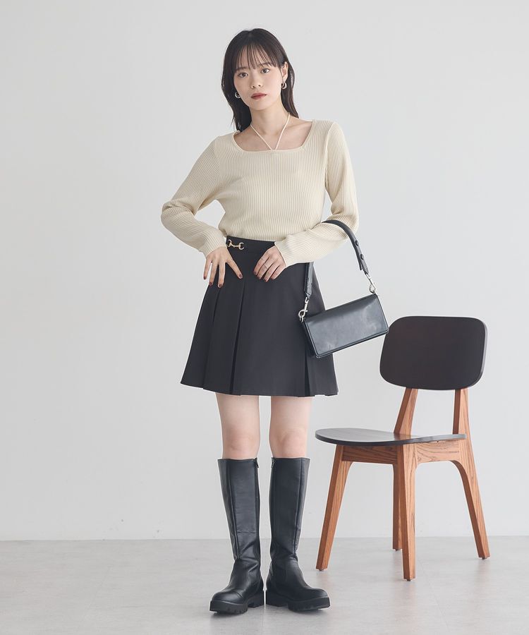 earth music&ecology「スクエアホルターネックリブプルオーバー」|ニット・セーター|