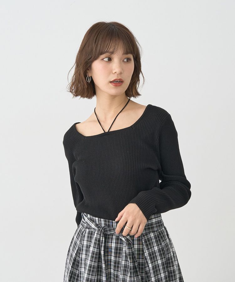 earth music&ecology「スクエアホルターネックリブプルオーバー」|ニット・セーター|