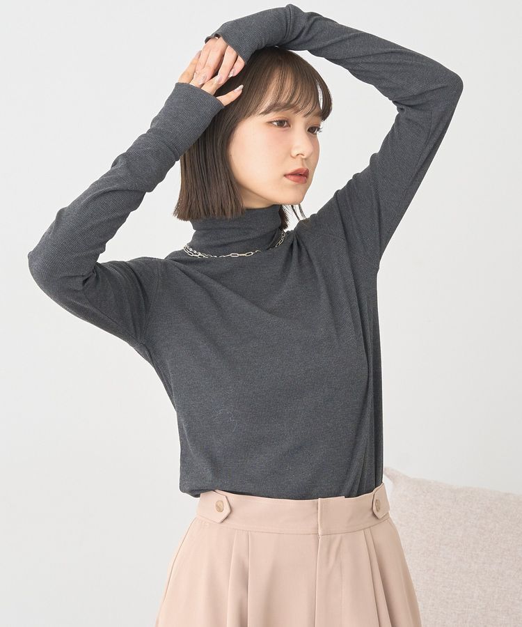 earth music&ecology「リブタートルネックプルオーバー」|Tシャツ・カットソー|Gray