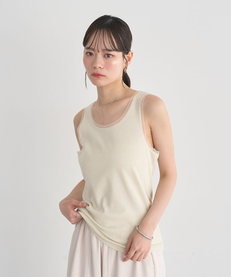 earth music&ecology「エッジチュールラメテレコタンクトップ」|キャミソール|