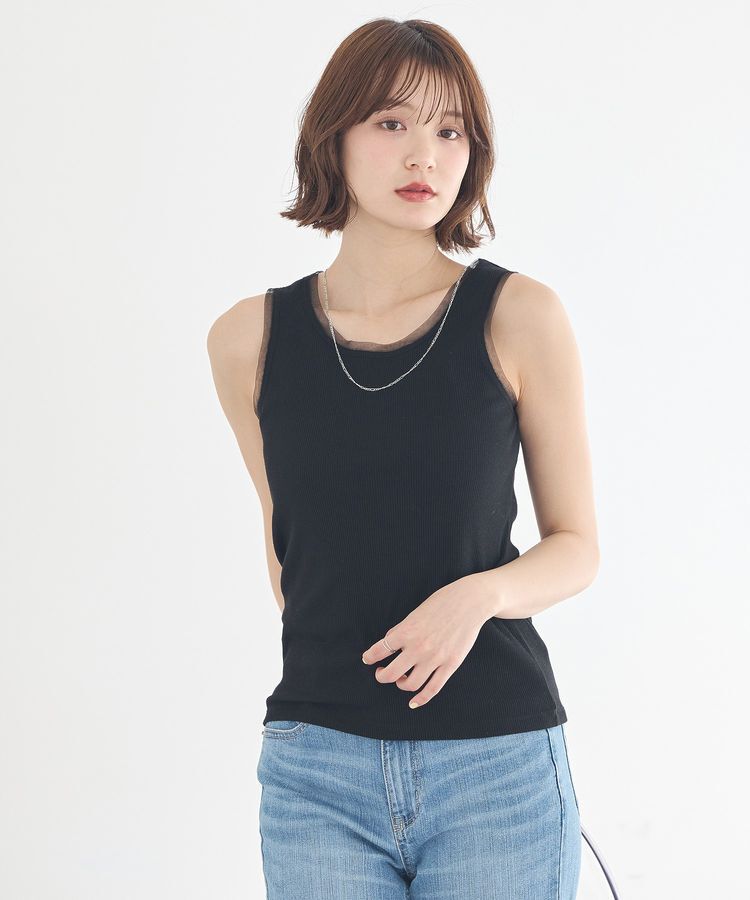 earth music&ecology「エッジチュールラメテレコタンクトップ」|キャミソール|