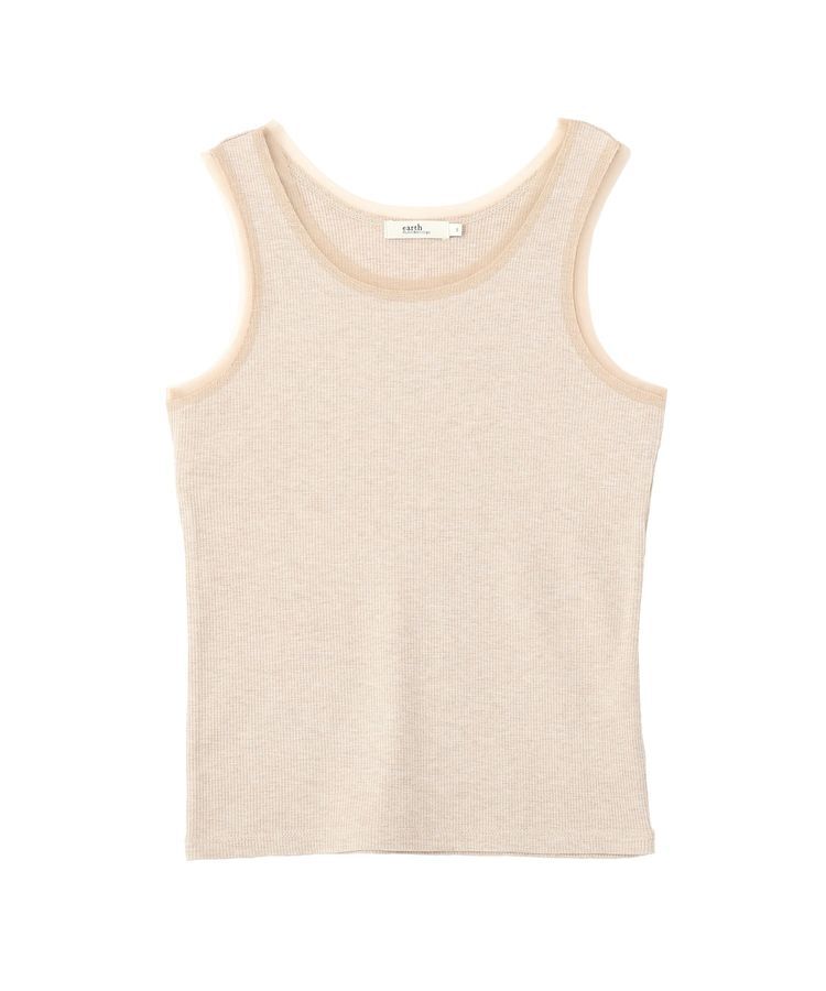earth music&ecology「エッジチュールラメテレコタンクトップ」|キャミソール|Beige