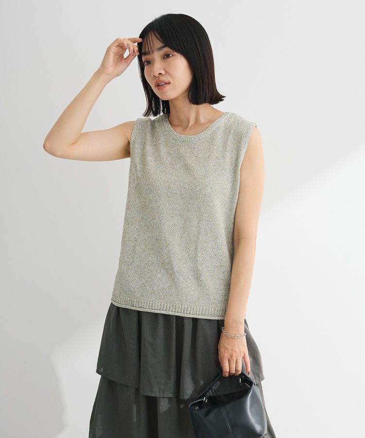 Green Parks「前後2way ミックスカラーノースリーブニット」|ベスト・ジレ|