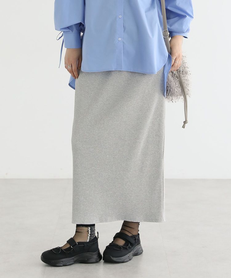 Green Parks「楽ちんIラインリブスカート」|タイト|