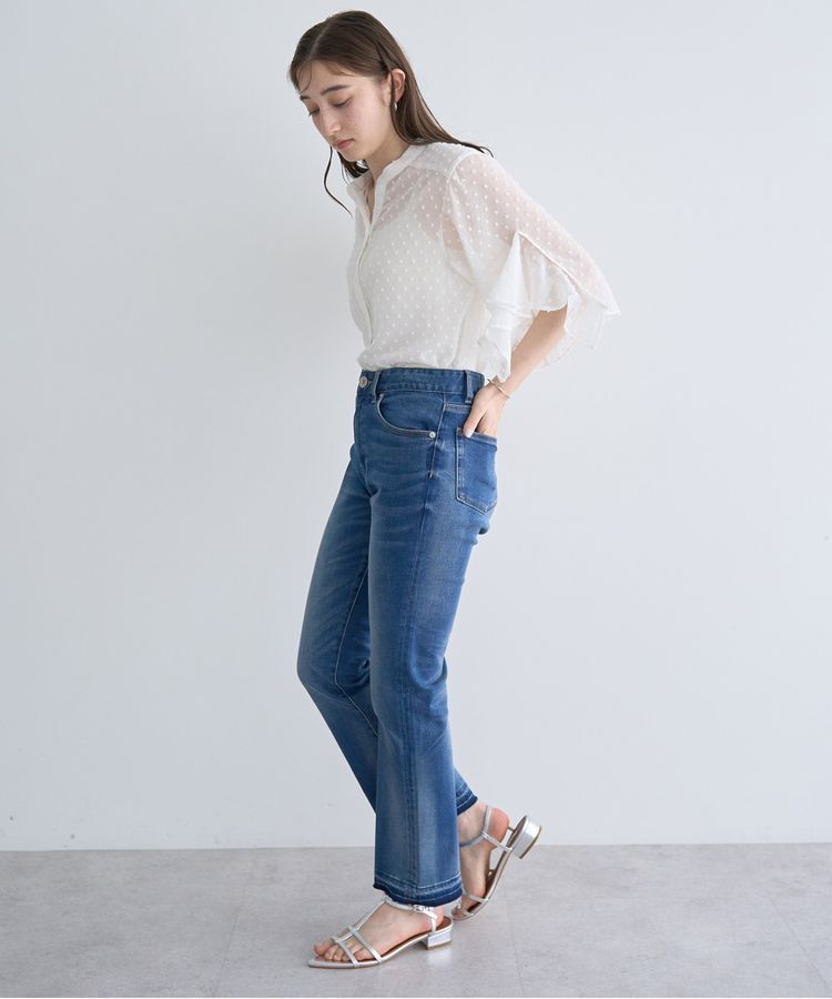 YECCA VECCA「カットオフスリムストレートデニムパンツ」|デニム|