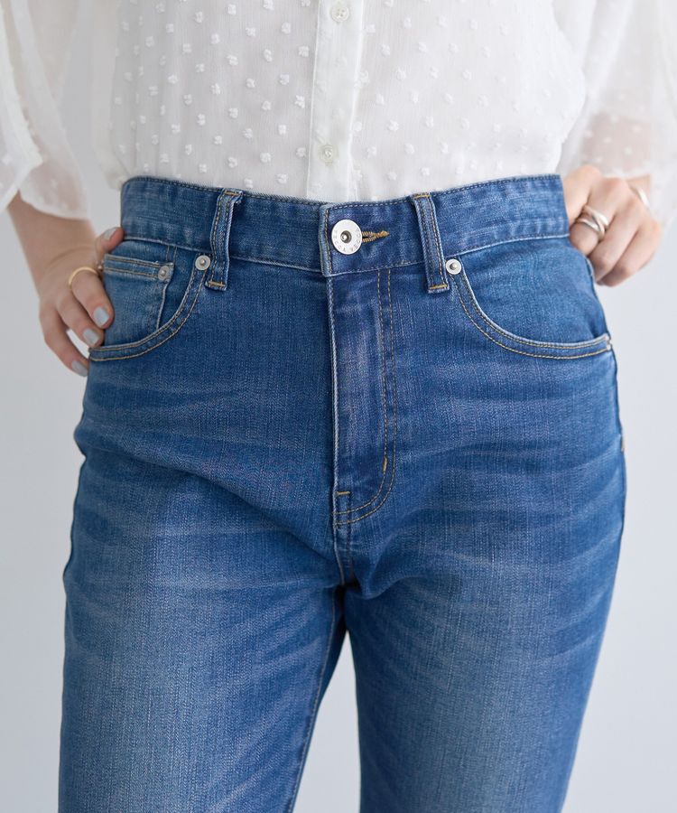 YECCA VECCA「カットオフスリムストレートデニムパンツ」|デニム|