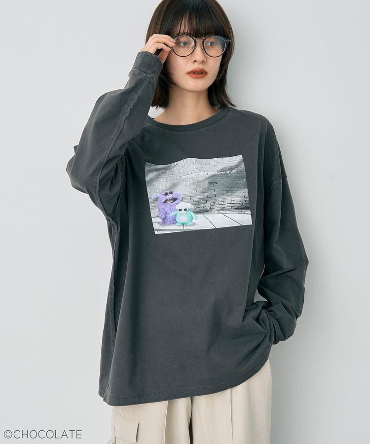 YECCA VECCA「【Whippi&Wrappi】プリントロンTee①」|Tシャツ・カットソー|Charcoal Gray