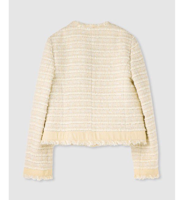 allureville「ジオリカツイードラウンドネックジャケット」|ノーカラージャケット|