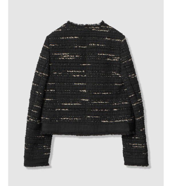 allureville「ジオリカツイードラウンドネックジャケット」|ノーカラージャケット|