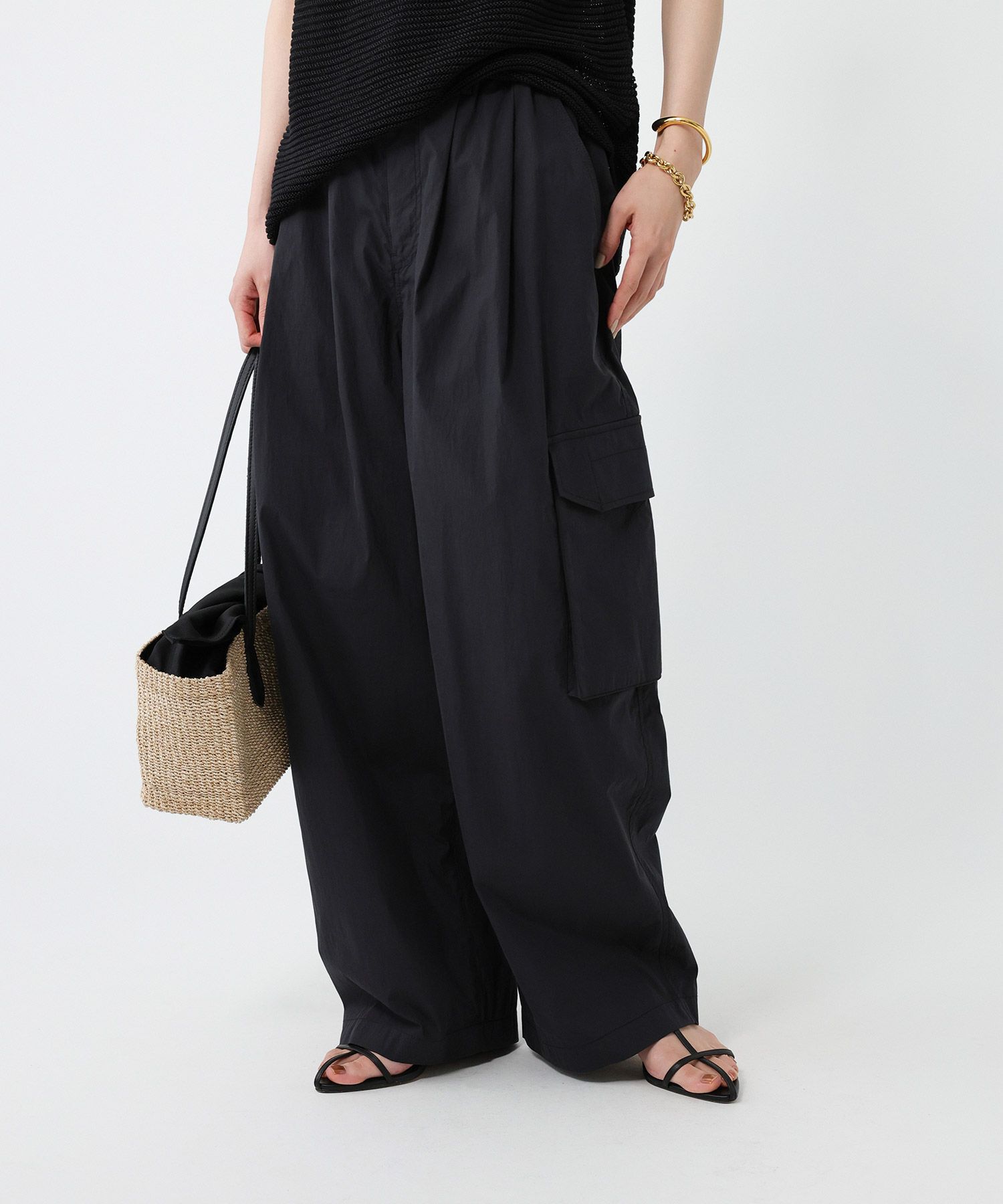 BABYLONE「コットンナイロンカーゴパンツ」|カーゴ|ﾌﾞﾗｯｸ