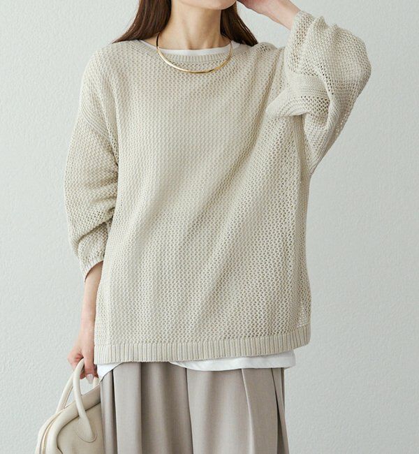  「ワイドスリーブメッシュニット」|ニット・セーター|
