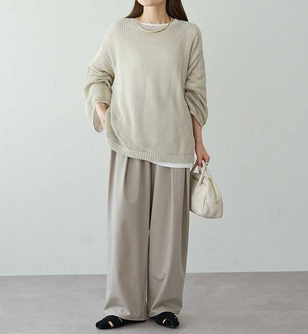  「ワイドスリーブメッシュニット」|ニット・セーター|