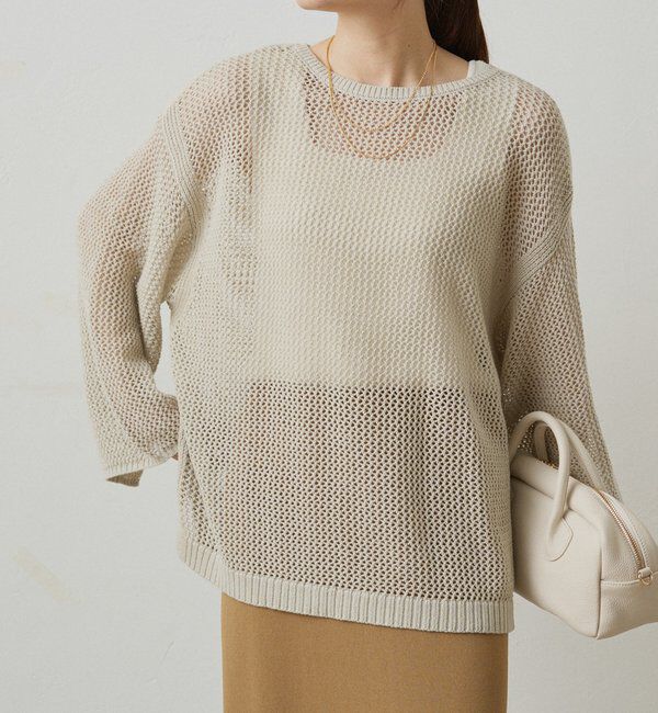  「ワイドスリーブメッシュニット」|ニット・セーター|