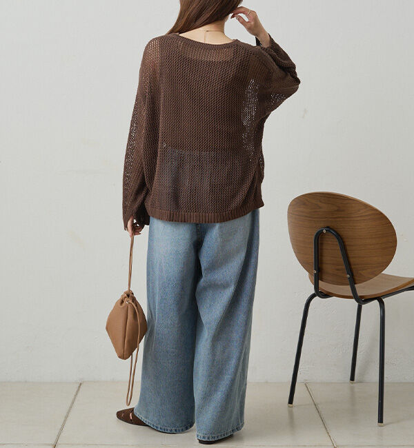  「ワイドスリーブメッシュニット」|ニット・セーター|