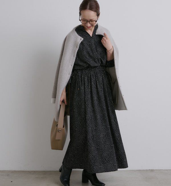  「《リバイバル/WEB限定》【Du noir】ドット柄ウエストドロストワンピース」|ワンピース|