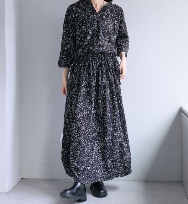  「《リバイバル/WEB限定》【Du noir】ドット柄ウエストドロストワンピース」|ワンピース|