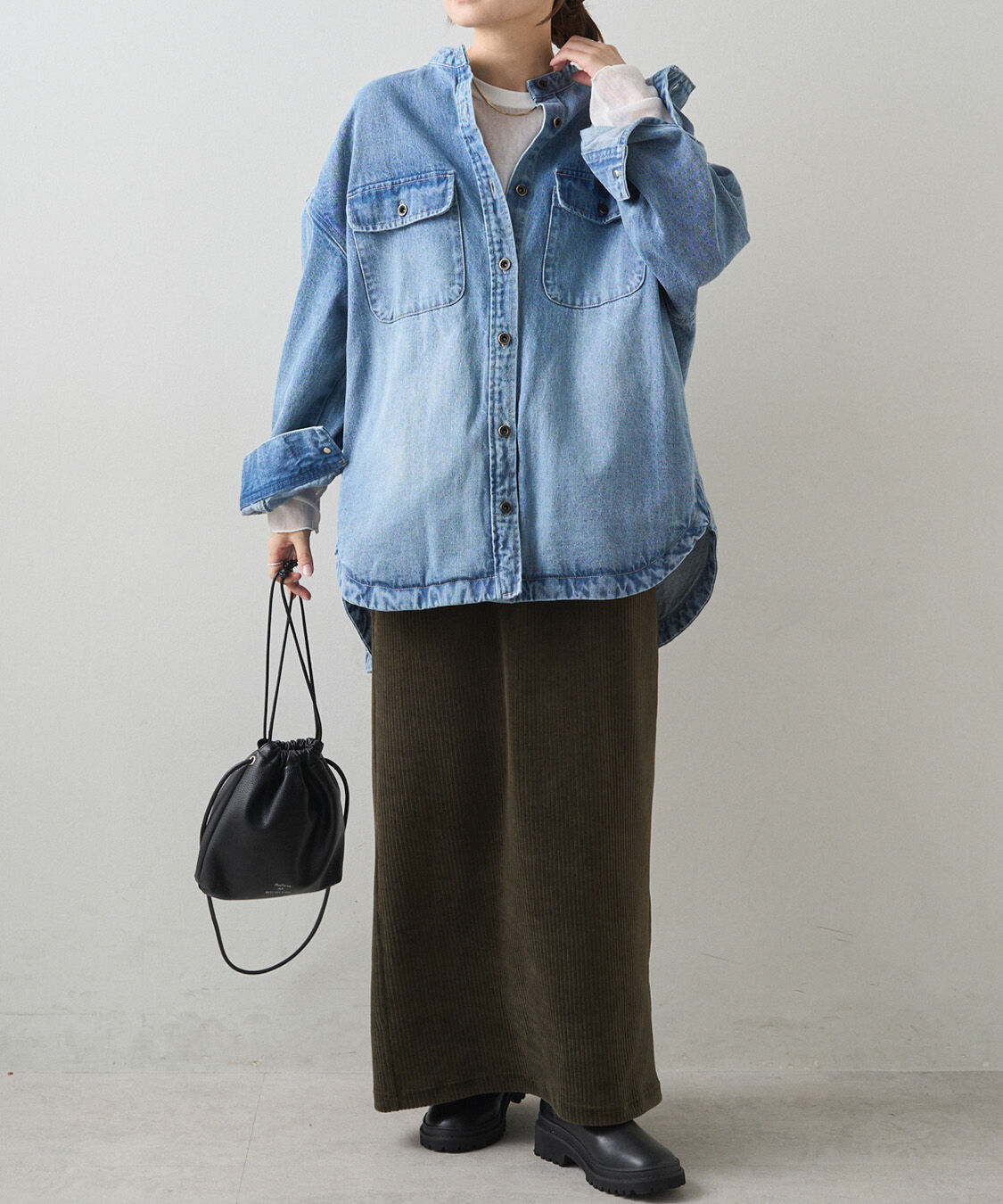  「コーンデニムバンドカラーデニムジャケット」|テーラードジャケット|