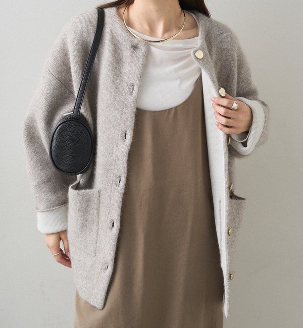  「Wフェイスニットノーカラーハーフコート」|その他|