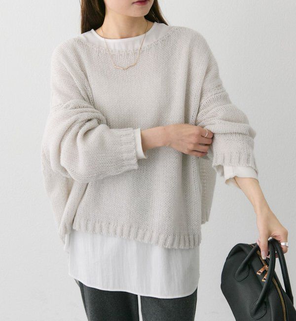  「3Gドロップ天竺ニットプルオーバー」|プルオーバー|ライトグレー