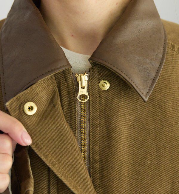  「フェイクレザー襟カバーオールジャケット」|テーラードジャケット|