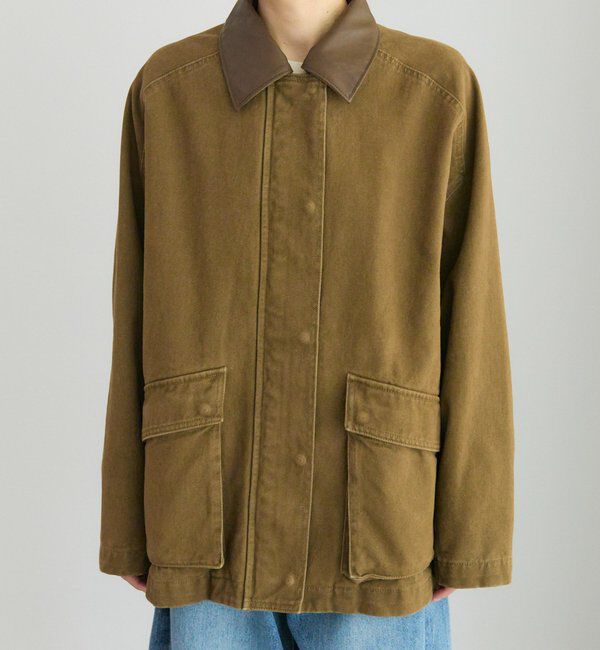  「フェイクレザー襟カバーオールジャケット」|テーラードジャケット|