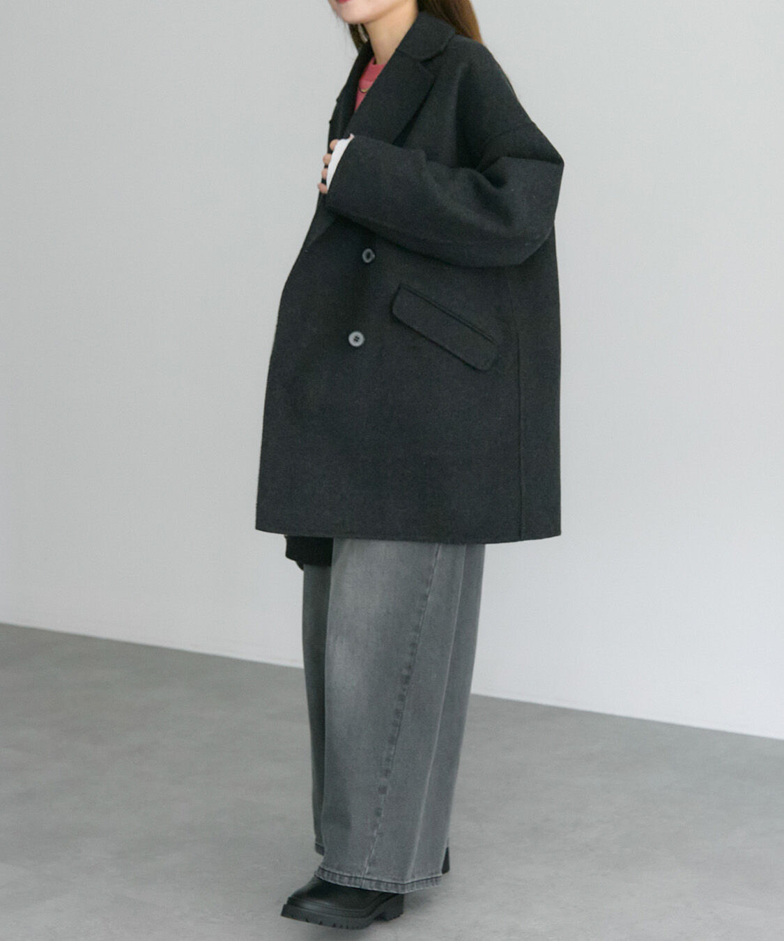  「ハンドメイド風ウール混テーラーコート」|その他|