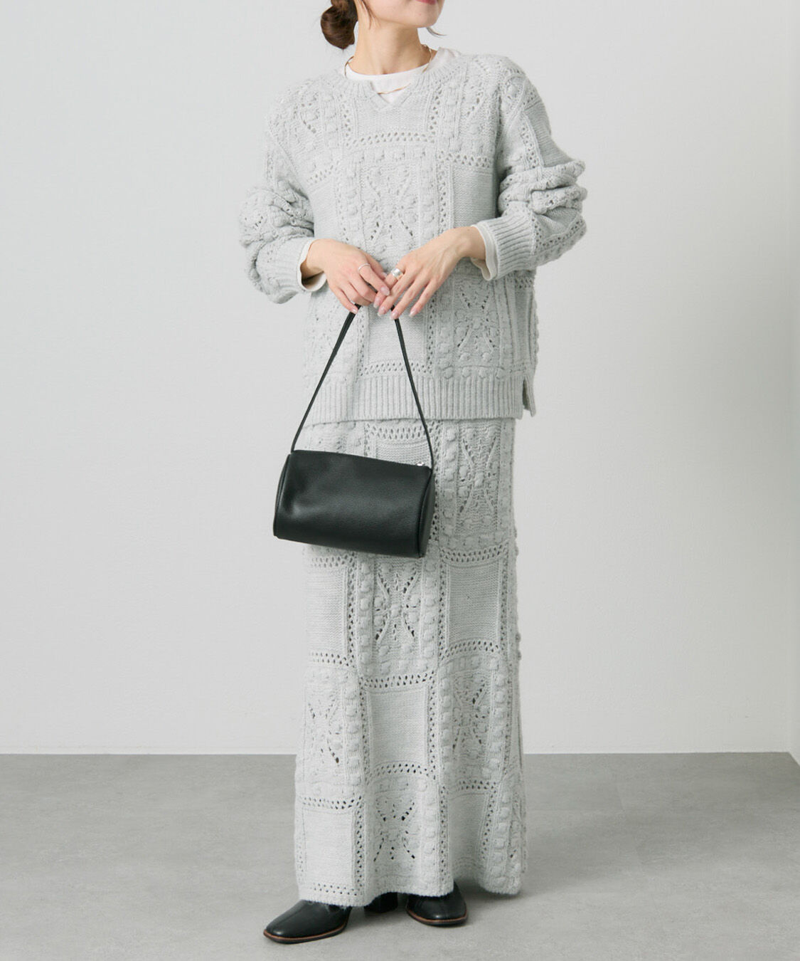  「ポップコーン編みニットスカート」|スカート|