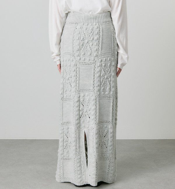  「ポップコーン編みニットスカート」|スカート|