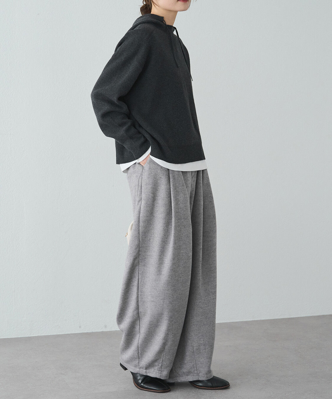  「スウェットライクダブルジャガードニットパーカー」|パーカー|