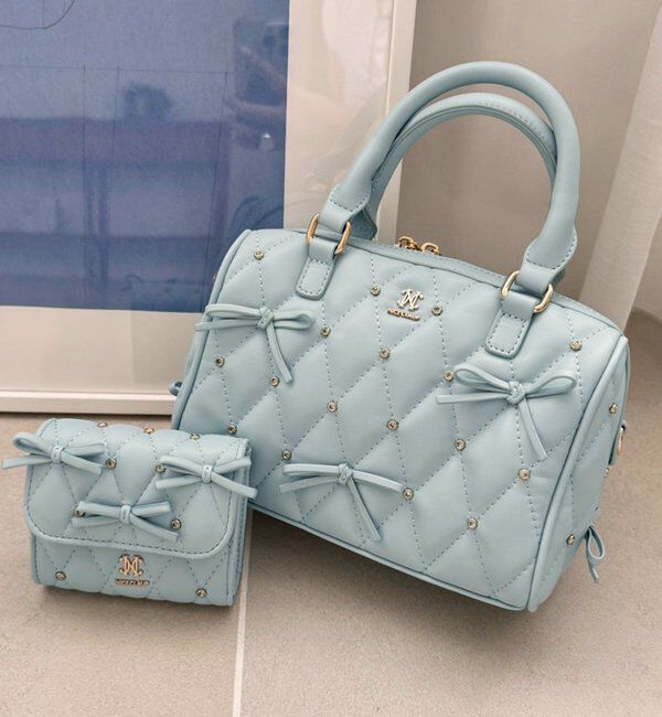  「【リバイバル】リボンビジューボストンバッグ」|ショルダー・メッセンジャー|サックスブルー