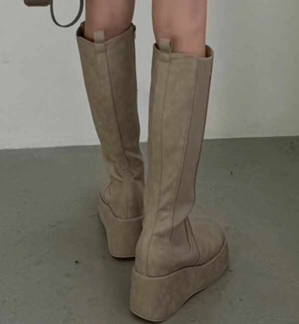  「【マイナス3キロ見え/SNSで話題】厚底サイドゴアロングブーツ」|その他|