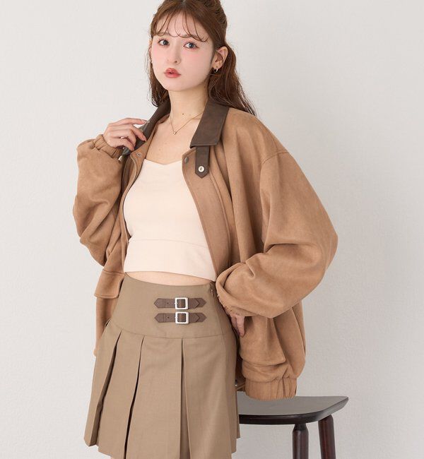  「WEB限定【ロングシーズン活躍！】オーバーサイズ合皮ブルゾン」|ダウンベスト・ベスト|