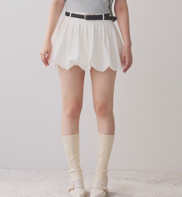  「ベルト付きプリーツバルーンミニスカート」|スカート|