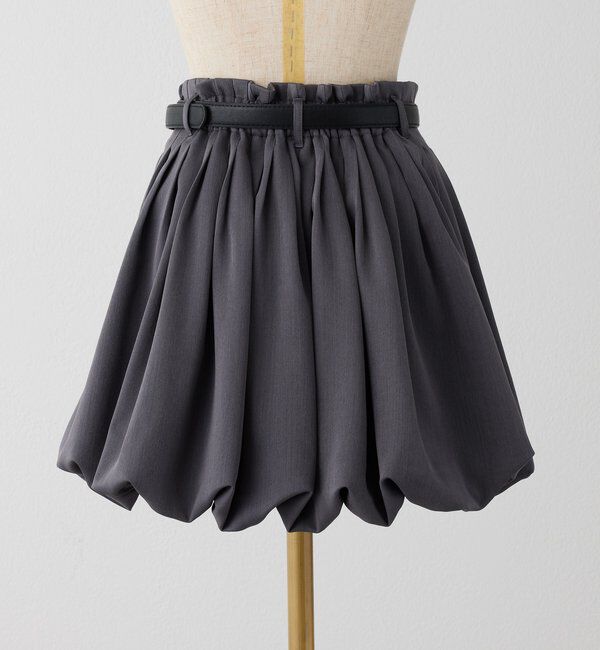  「ベルト付きプリーツバルーンミニスカート」|スカート|