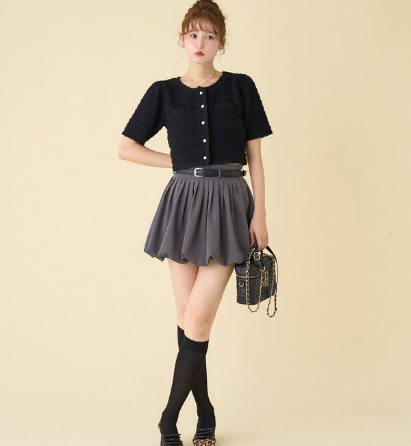  「ベルト付きプリーツバルーンミニスカート」|スカート|
