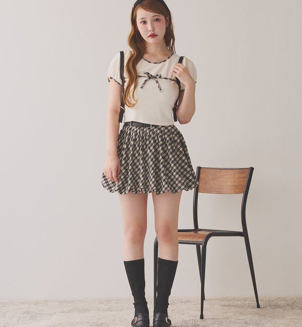  「ベルト付きプリーツバルーンミニスカート」|スカート|