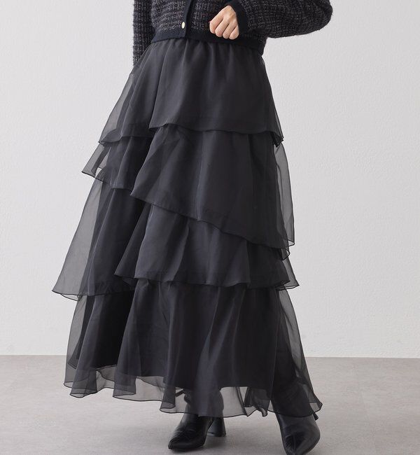 「ティアードロングスカート」|スカート|グレー