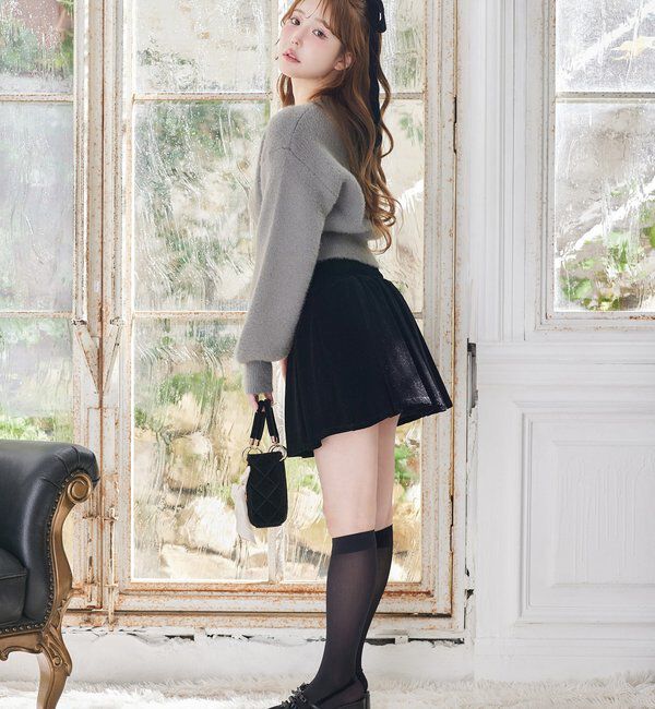  「金ボタンボックスプリーツミニスカート」|スカート|