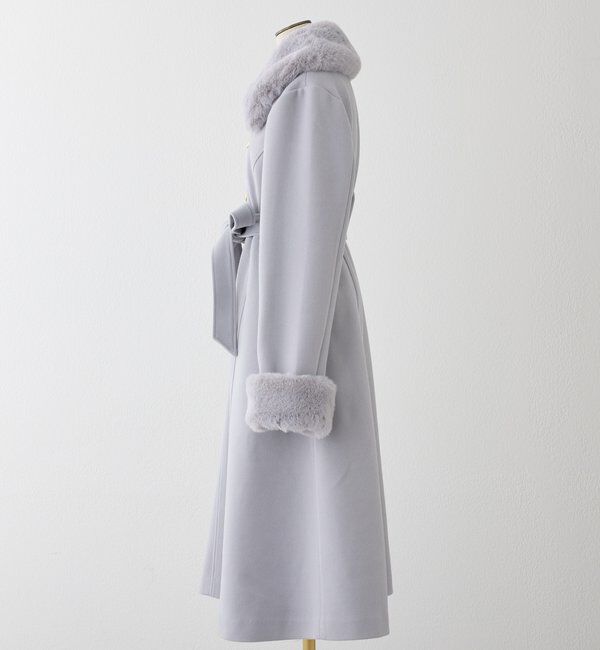  「【サイズ展開あり】襟/袖ファーマルチリボンロングコート」|その他|