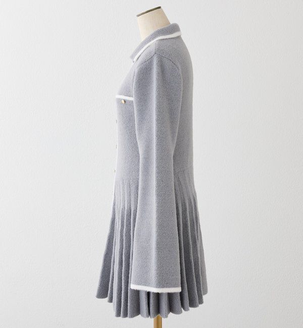  「襟付き配色ニットミニワンピース」|ワンピース|